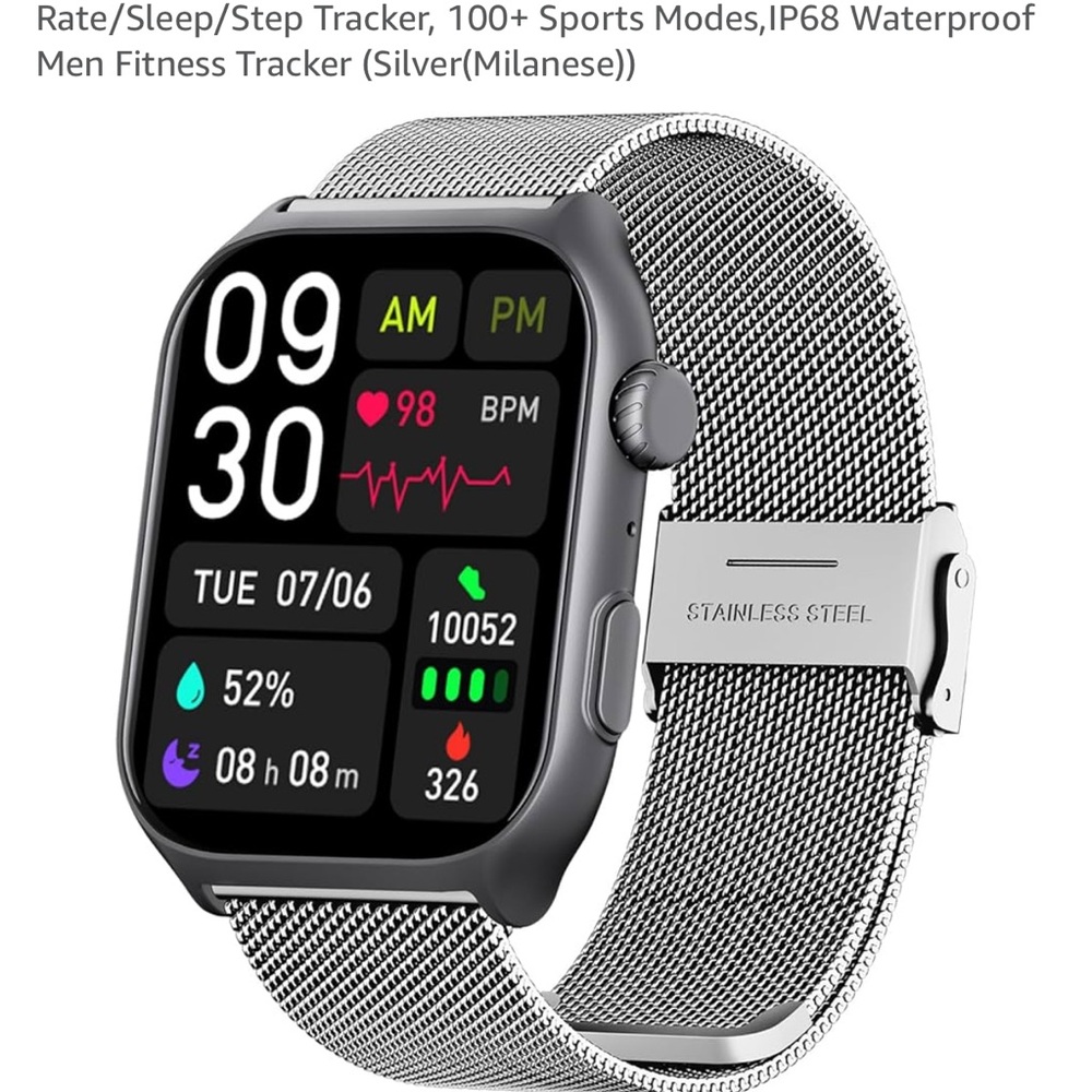 Stainless Steel Fitness Tracker - Silver
